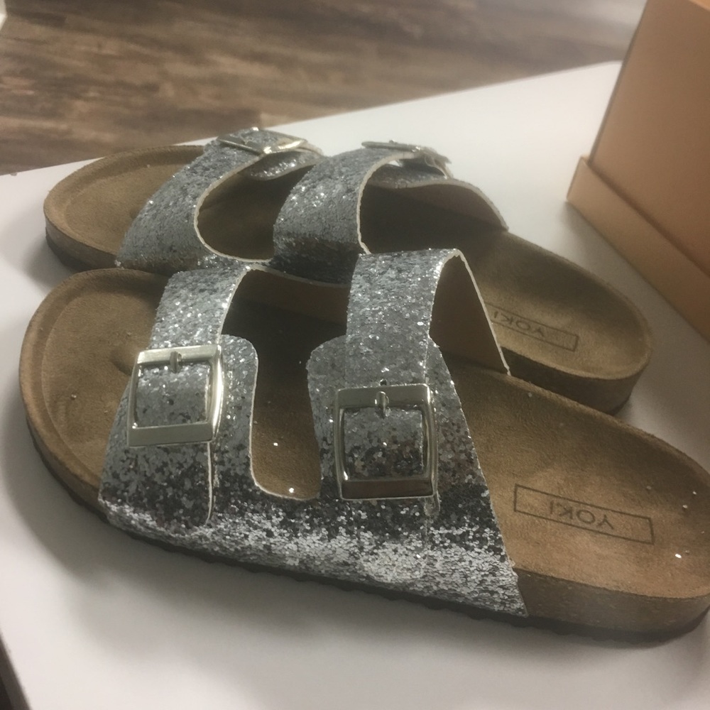 Silver Glitter Sandals